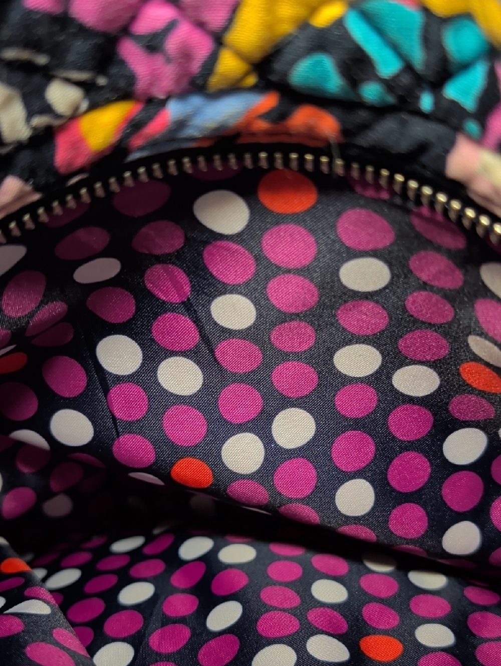 Vera Bradley Triple Zip Hipster Quilted Crossbody Bag Black Butterfly Print - Picture 5 of 9